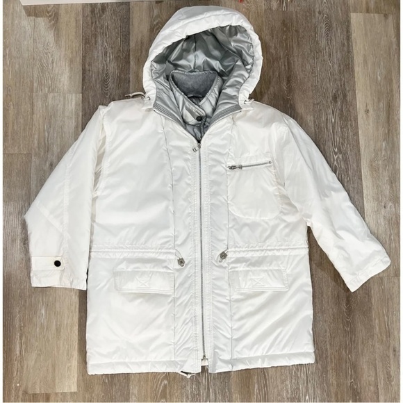Mulberry Street Womens Sz XL White Oversized Puffer Hooded Winter Coat Full Zip - Picture 3 of 13